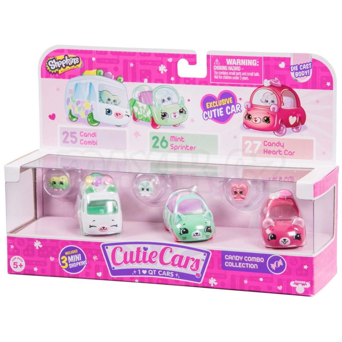 SHOPKINS - AUTOS DE METAL CON MINI SHOPKINS  X 3