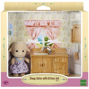 SYLVANIAN FAMILIES - SHEEP SISTER WITH KITCHEN SET