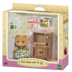 SYLVANIAN FAMILIES - BEAR SISTER WITH TV SET