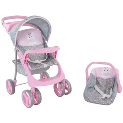 BEBESIT - SET DE COCHE DE MU�ECA 2 PCS ROSADO UNICORNIO