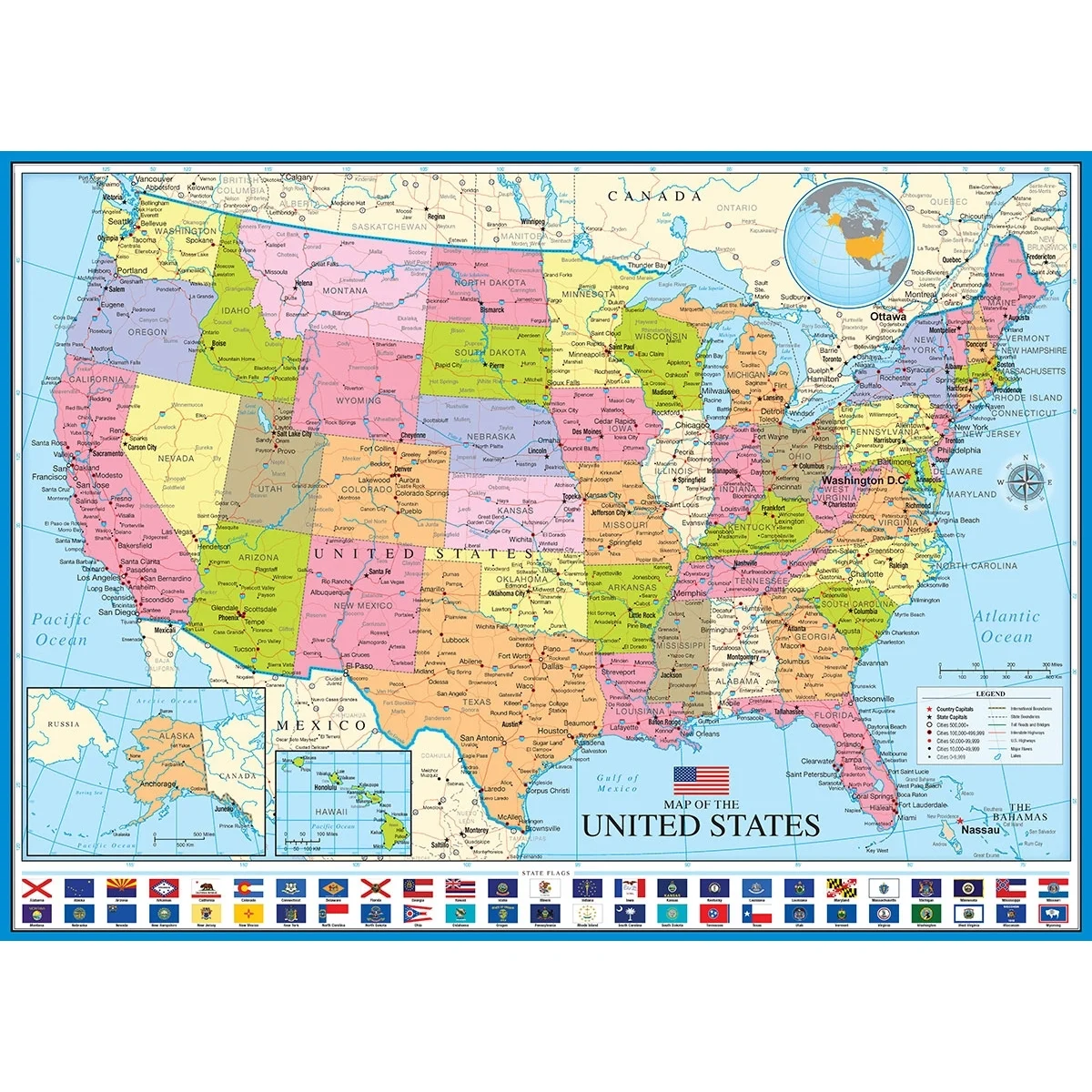 EUROGRAPHICS - PUZZLE 1000 PZAS MAP OF DE UNITED STATES - Bebemi
