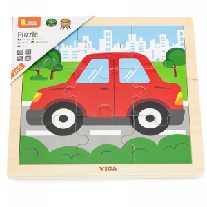 VIGA - 9PCS WOODEN PUZZLE CAR 51444