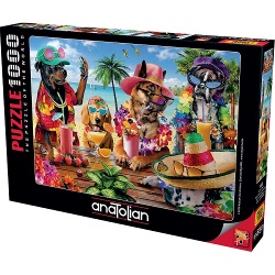 ANATOLIAN - PUZZLE 1000 PIEZAS DOGS DRINKING SMOOTHIES ON A TROPICAL