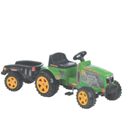 BIEMME - TRACTOR A PEDAL  VERDE CON TRAILER