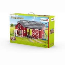 SCHLEICH LARGE RED BARN WITH BLACK ANGUS