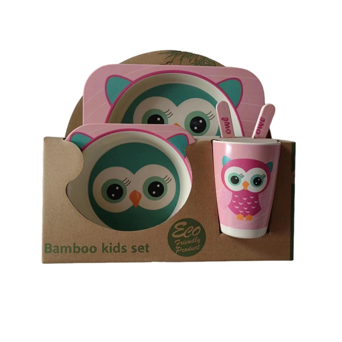 SET ALIMENTACIN INFANTIL BAMBOO 5PCS BUHO