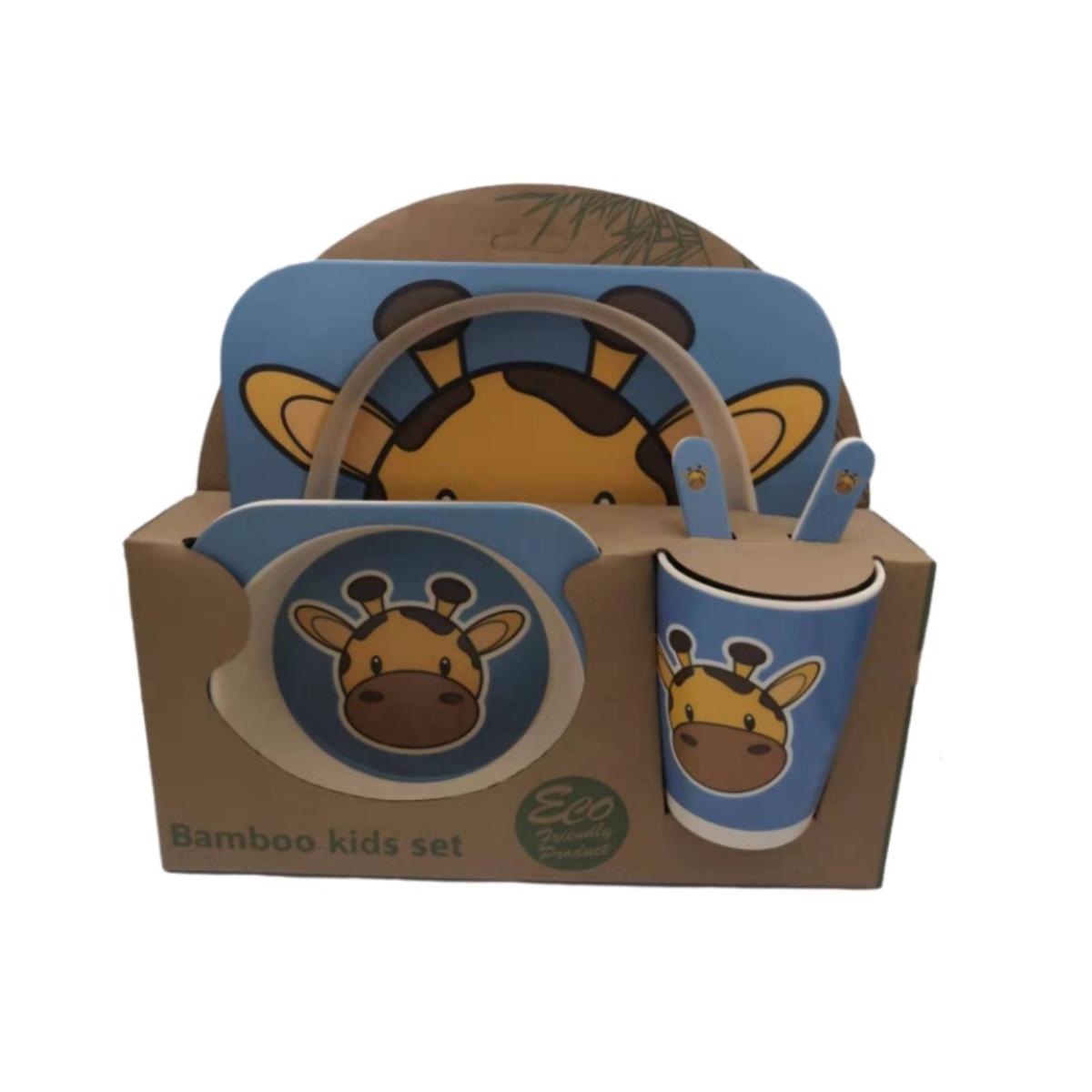 SET ALIMENTACI�N INFANTIL BAMBOO 5PCS JIRAFA
