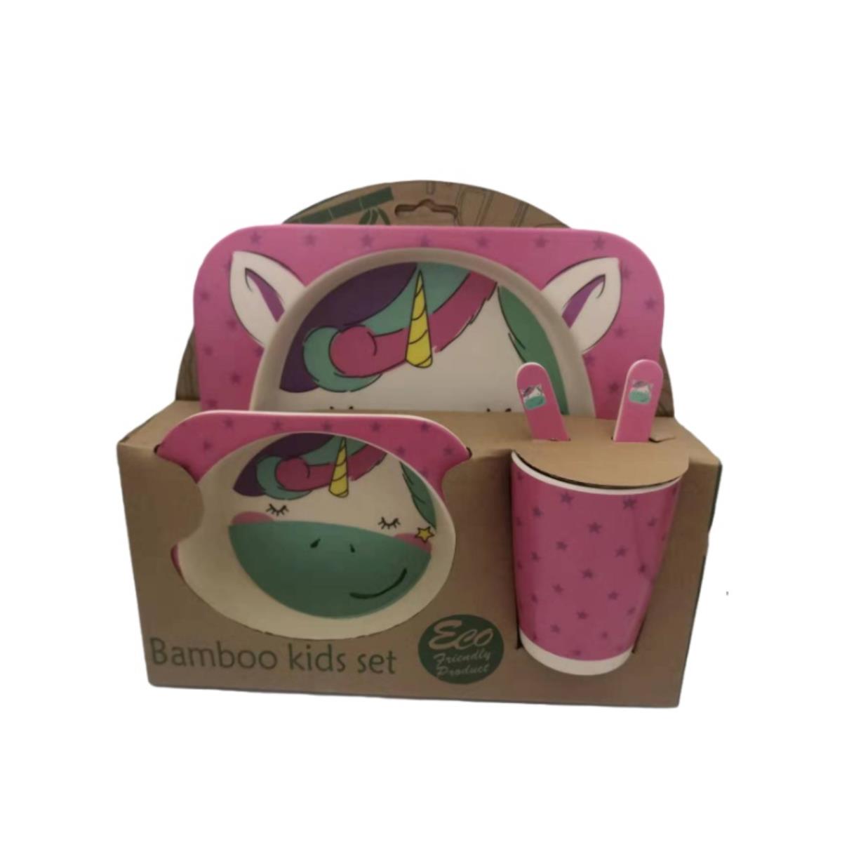 SET ALIMENTACI�N INFANTIL BAMBOO 5PCS UNICORNIO