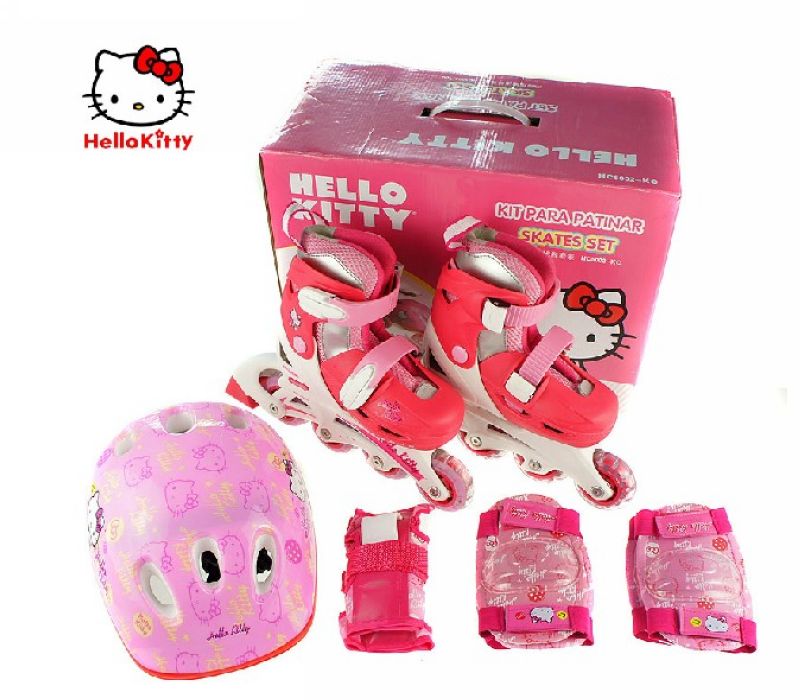 HELLO KITTY - PATIN 4 EN LINEA CON ACCESORIOS 34-37.