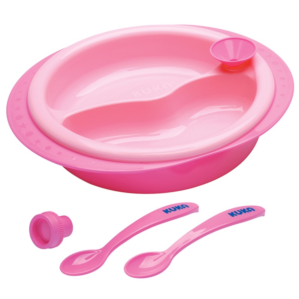 KUKA -SET ALIMENTACI�N PLATO T�RMICO CON VENTOSA Y CUBIERTOS ROSA