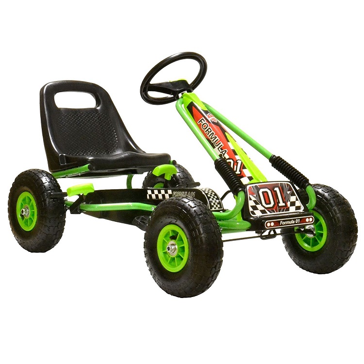GO KART - KART A PEDAL CON RUEDAS MACIZAS VERDE A 15