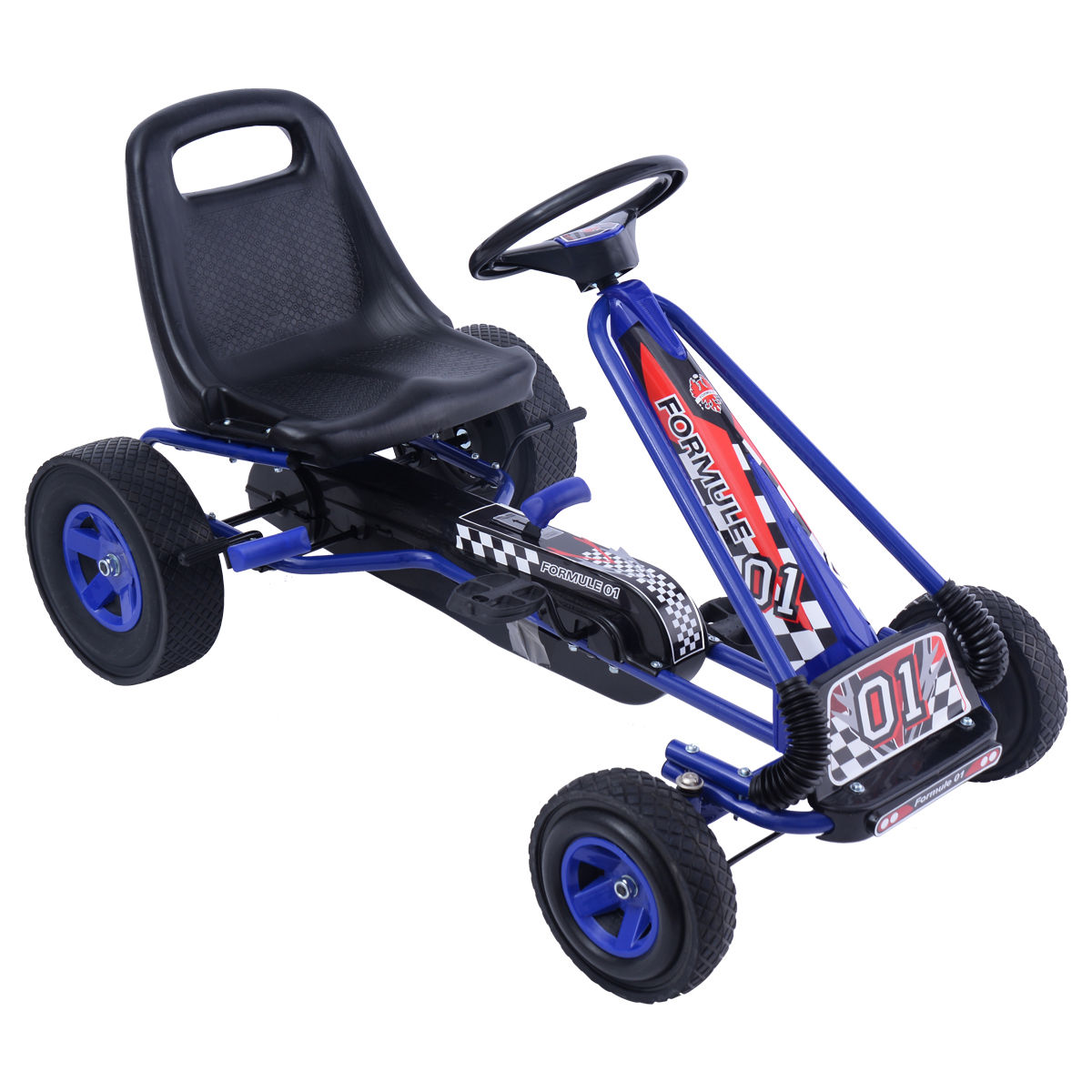 GO KART - KART A PEDAL  CON RUEDAS MACIZAS AZUL  A 15